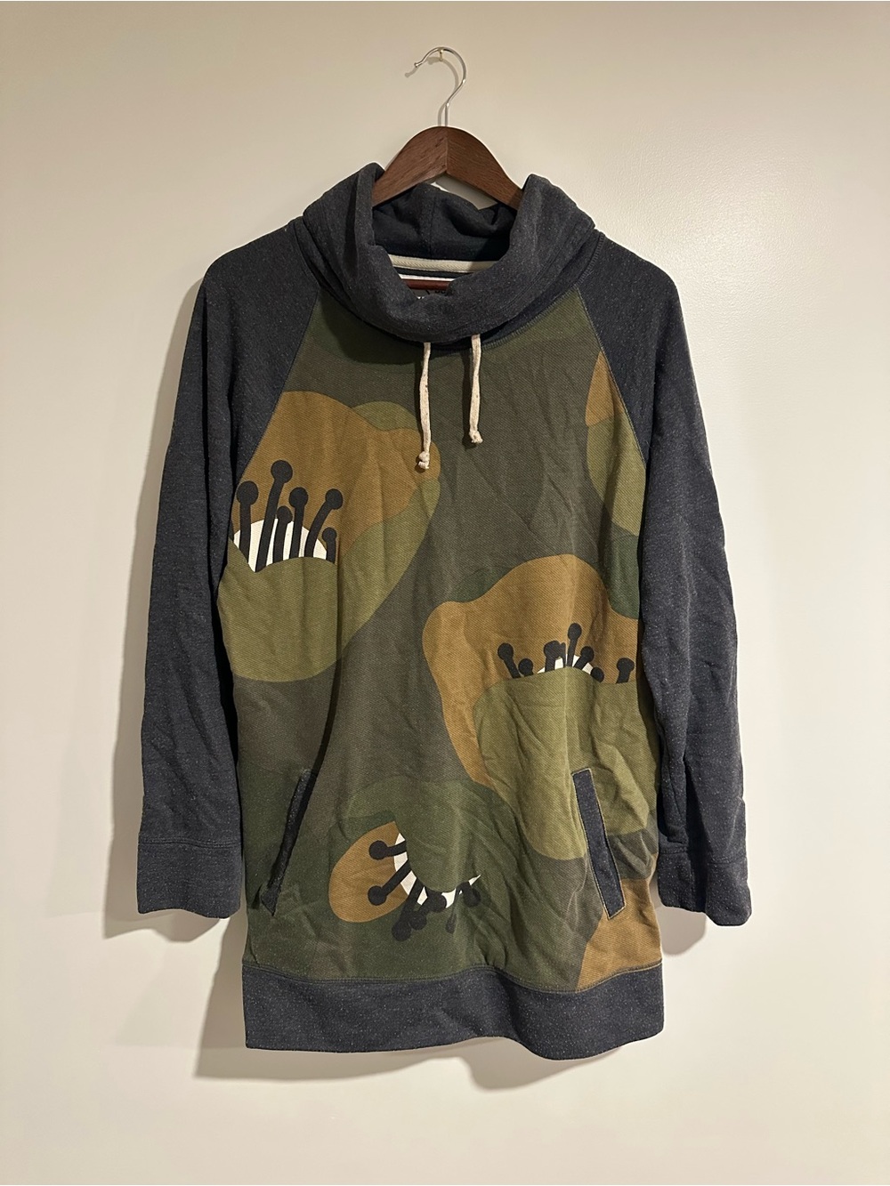 Burton Olive Green and Charcoal Floral Pullover Hoodie